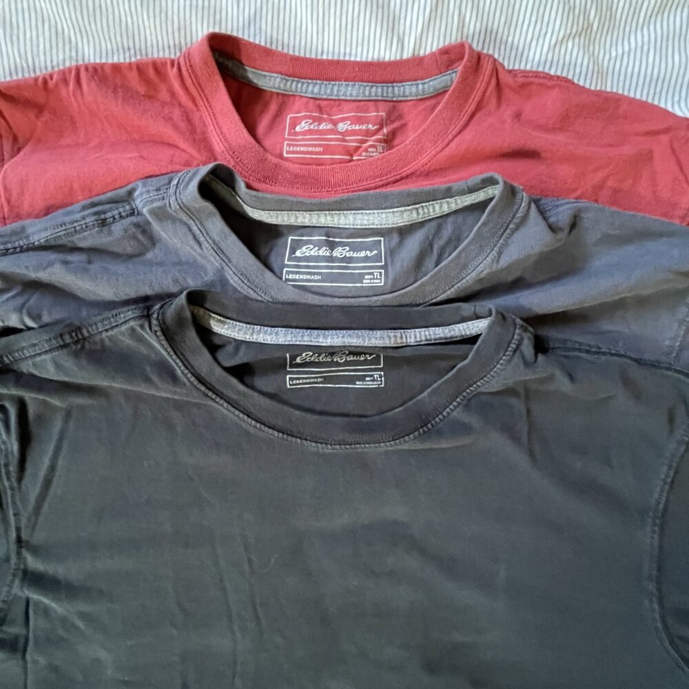 Eddie Bauer Men's Legend Wash Cotton T-Shirts - Size L TALL LONG - Picture 2 of 3